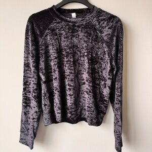 Rare Lululemon Warm Down Crew Crushed Velvet Long Sleeve Top Black